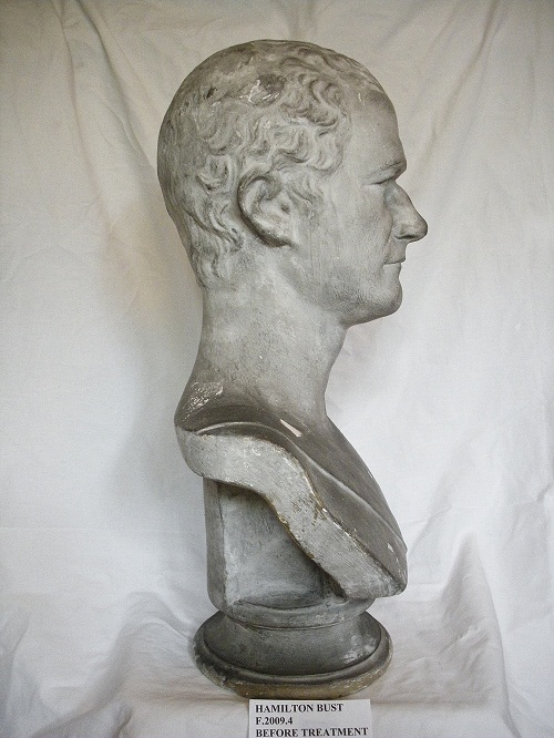 Hamilton Bust, pre-conservation, profile view