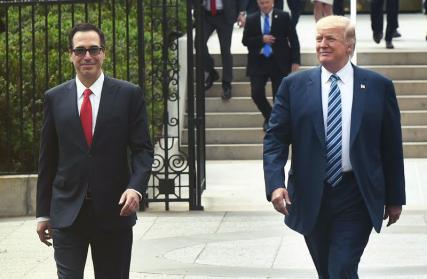 Secretary Mnuchin walking with POTUS