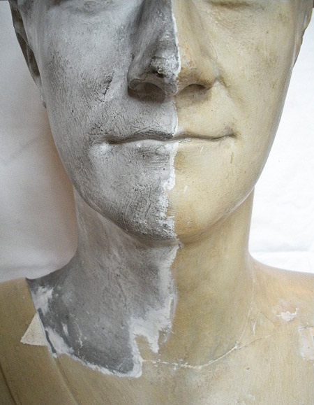 Hamilton Bust, progress during conservation