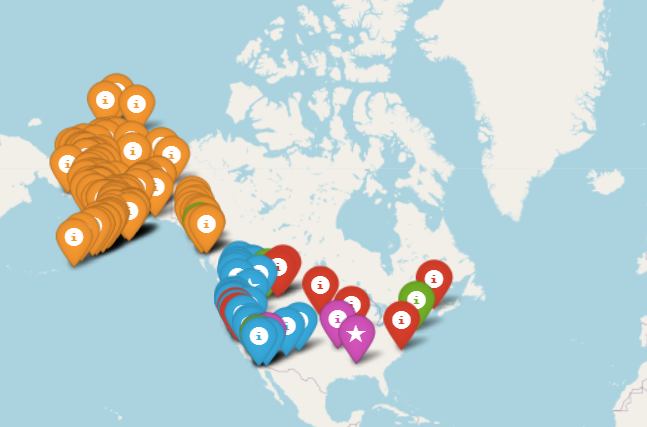 Map showing tribal government consortia locations