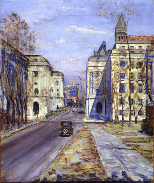 WPA Painting, Downtown Washingto DC by Edwin Doniphan, 1934