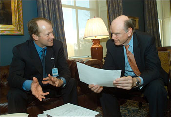 Secretary John W. Snow Meets with Cisco Systems' CEO John Chambers