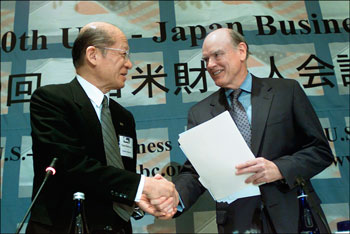 Secretary Snow meets with Mr. Nishimuro at the U.S.-Japan Business Council Annual Meeting
