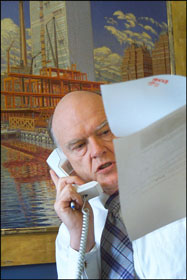 Treasury Secretary John Snow during his first week in office as the new Treasury Secretary.