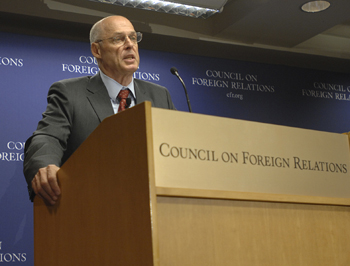 Photo: Paulson Speaks on India's Economic Rise before Trip to India Next Week