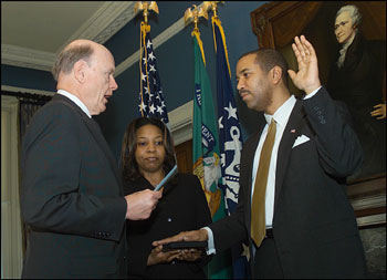 Secretary Snow Swears In Under Secretary Brian Roseboro