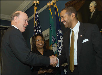 Secretary Snow Swears In Under Secretary Brian Roseboro