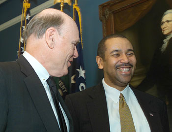 Secretary Snow Swears In Under Secretary Brian Roseboro