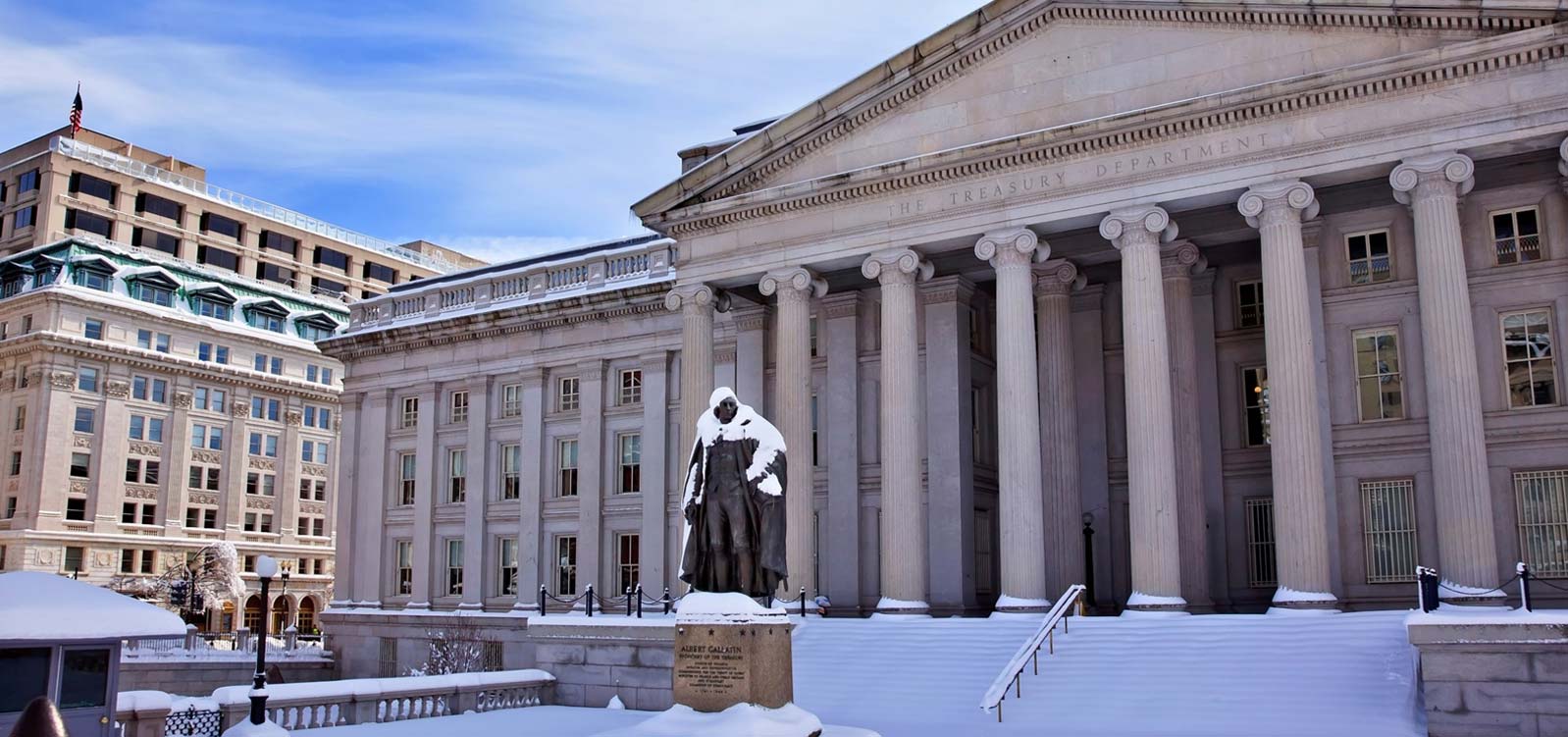 Treasury building in the winter.