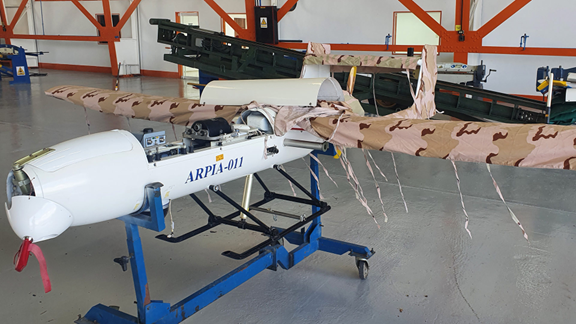 Figure 1:&nbsp; Partially Assembled Mohajer-2 UAV at El Libertador Air Base