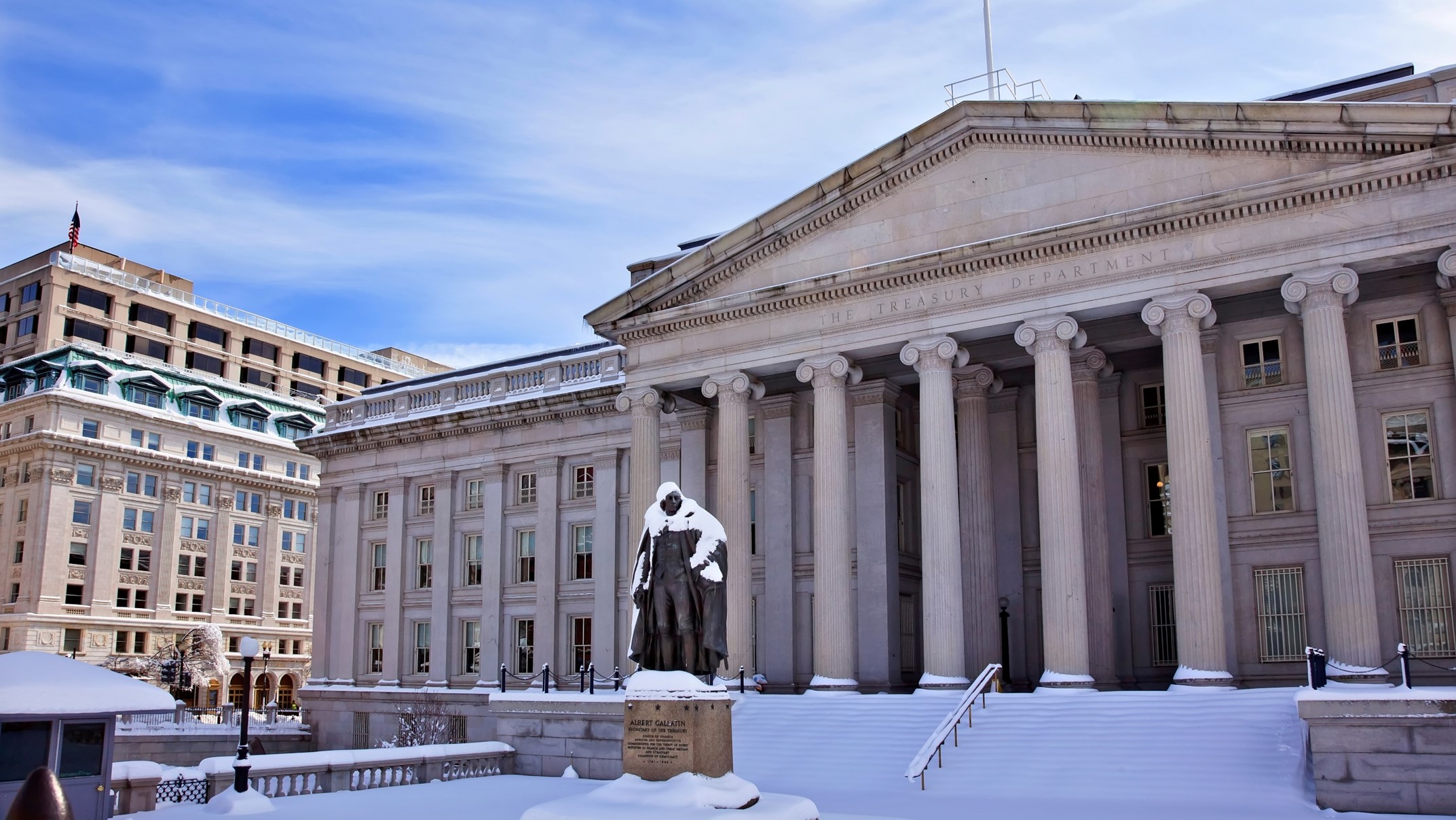 Treasury building in the winter.