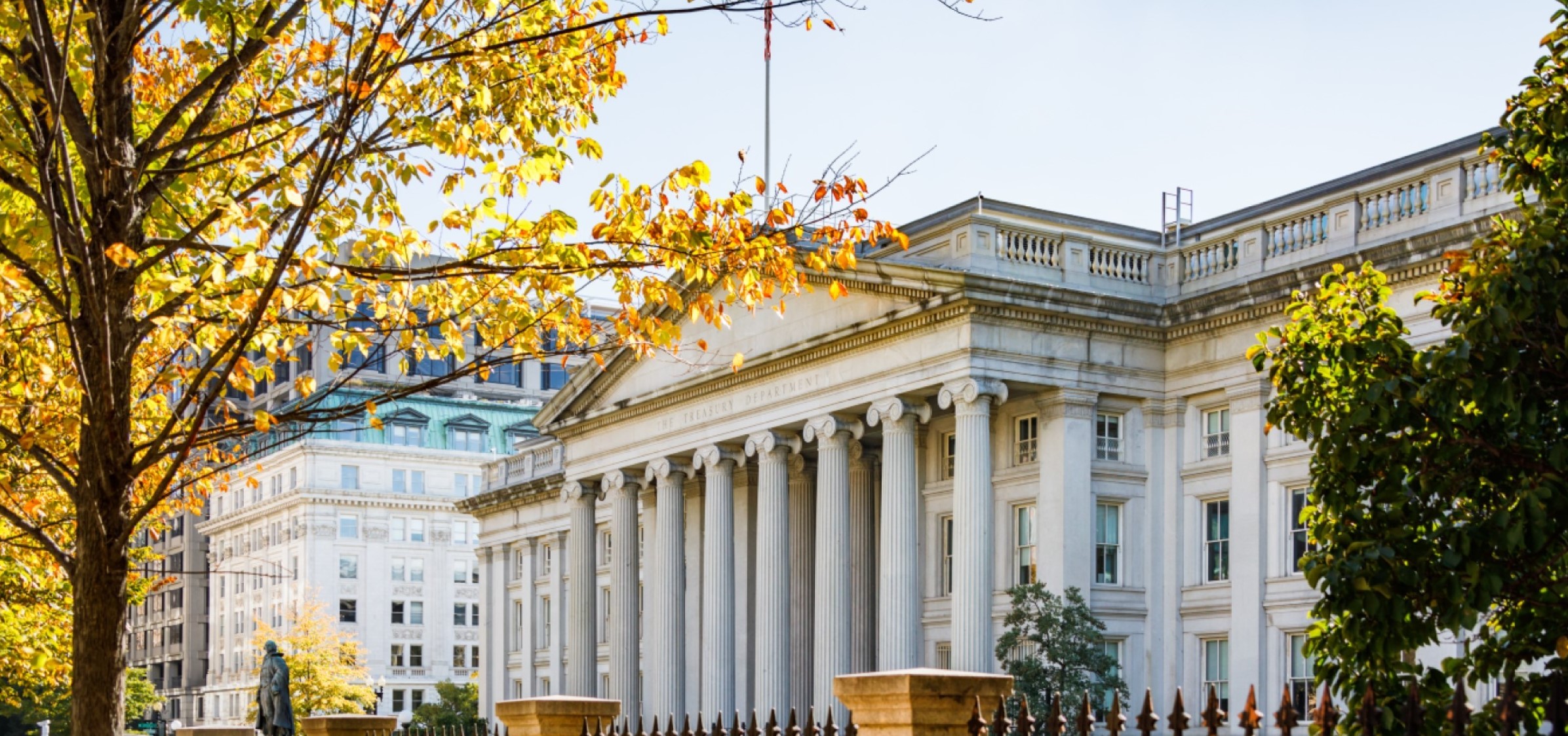 Treasury building in the fall.