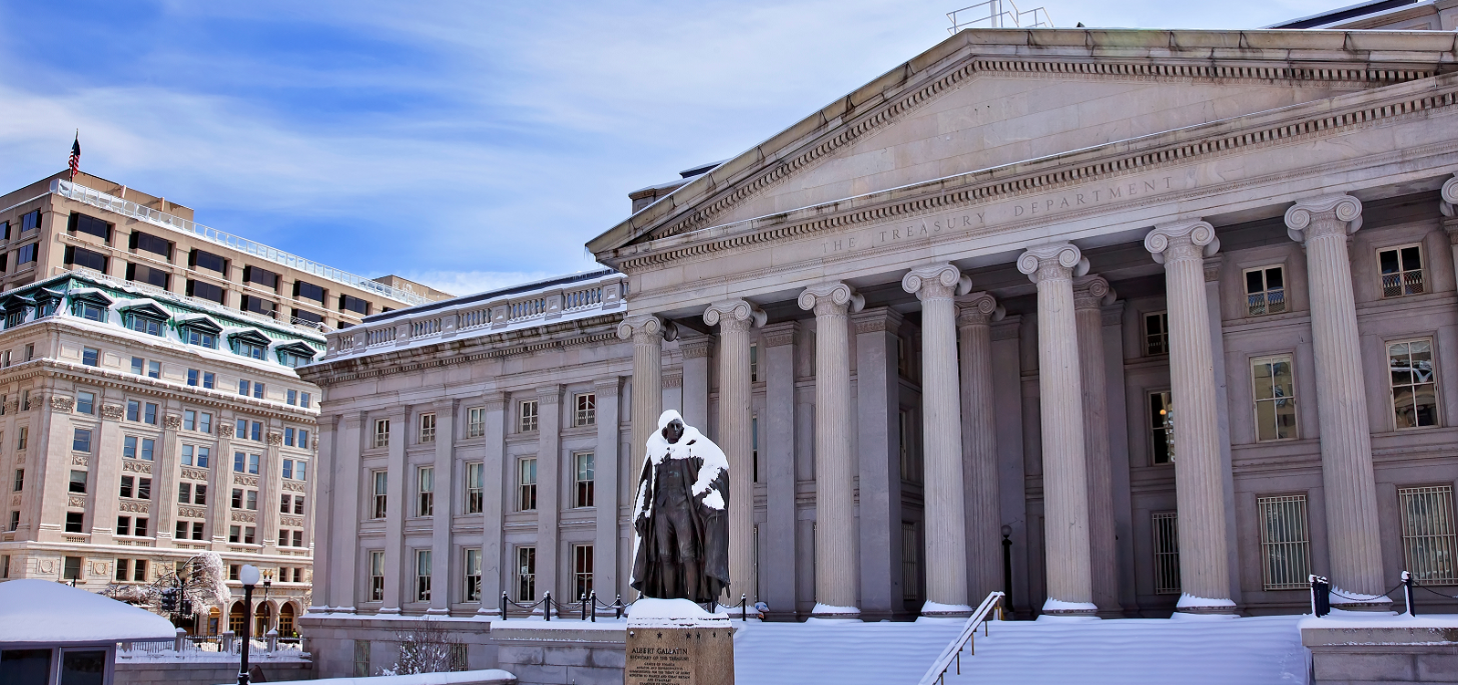 Treasury building in the winter.