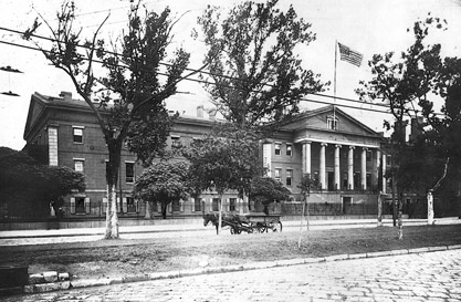 Black and white photograph of exterior of New Orleans Mint