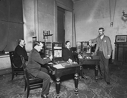 black and white photograph of an interior office of the old san francisco mint