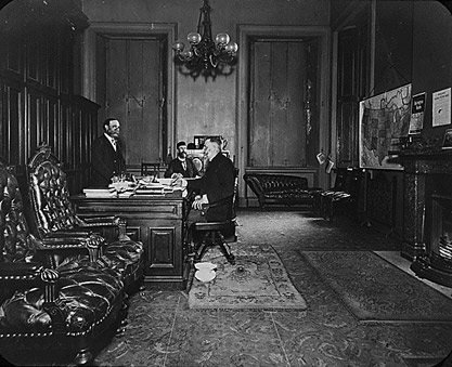 black and white photograph of an interior of one of the rooms of the old San Francisco Mint