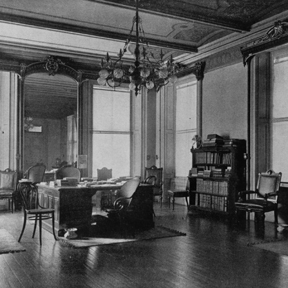 Black and white image of the South Wing office